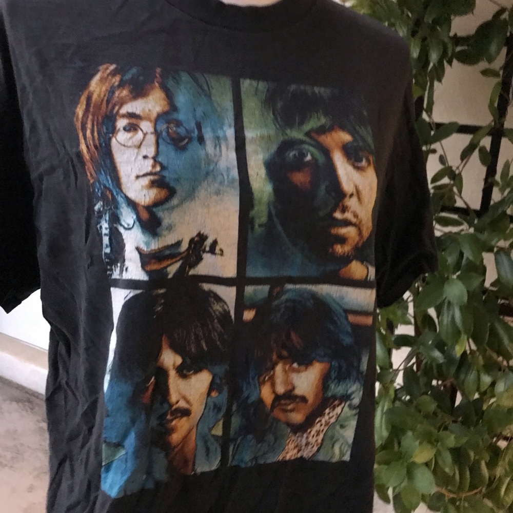 Rare vintage The Beatles Psychedelic Faces Black T-shirt